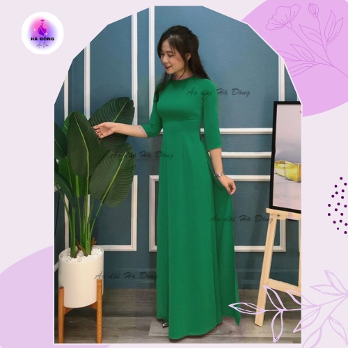 Áo dài trơn lụa nhật/màu xanh