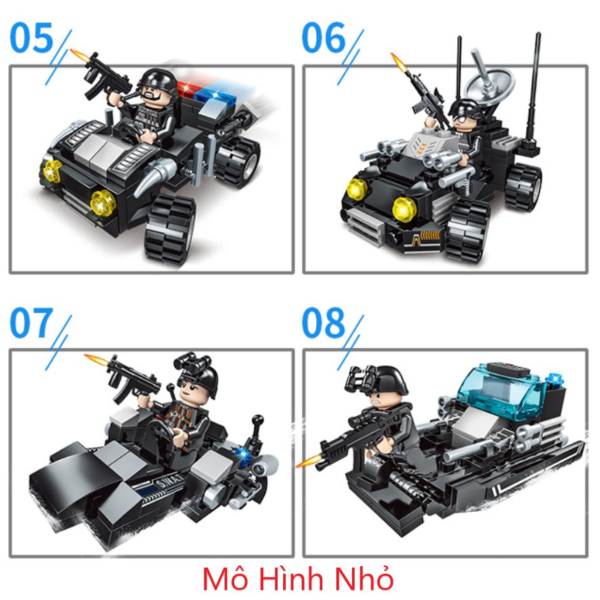 [815 CHI TIẾT-HÀNG CHUẨN] BỘ ĐỒ CHƠI XẾP HÌNH LEGO CẢNH SÁT,Lego OTO, ROBOT, Lego chiến hạm, Lính swat