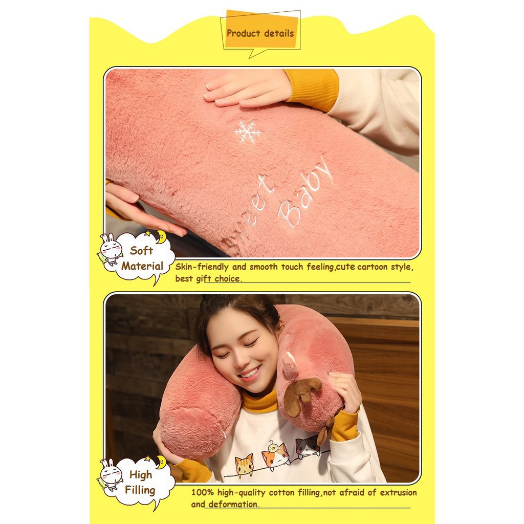 Gối Ôm Nhồi Bông Dáng Dài Mềm Mại Thiết Kế Hình Động Vật Dễ Thương Cho Bé Gái