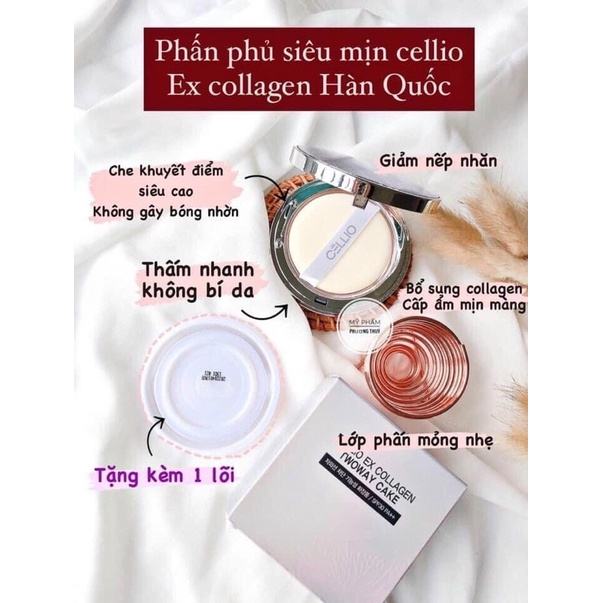 [Auth] Phấn Phủ Cellio Ex Collagen Two Way Cake 2 Lõi Hàng Chính Hãng