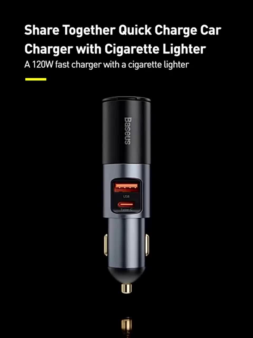 Tẩu sạc nhanh mở rộng 120W Baseus Share Together Fast Charge dùng cho xe hơi | BigBuy360 - bigbuy360.vn