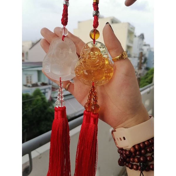 Dây khánh treo Phật Di Lặc 3d 2 mặt (treo xe máy, treo xe hơi)