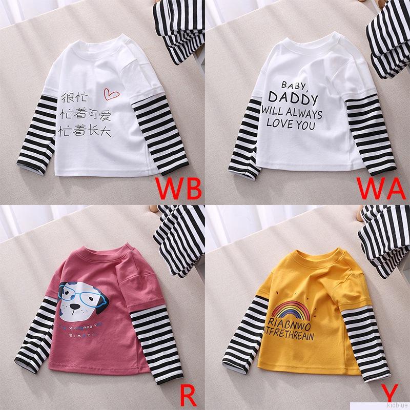 Áo thun cotton tay dài cổ tròn in họa tiết hoạt hình thời trang cho bé 0-5 tuổi