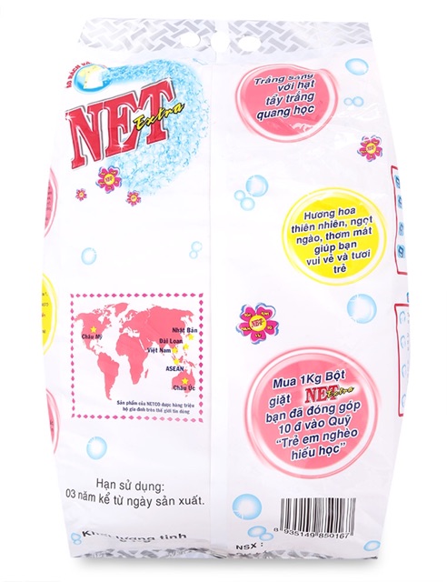 Bộ 1 gói Bột Giặt Net Extra 6kg +1 Nước rửa chén 1.5Kg đậm đặc