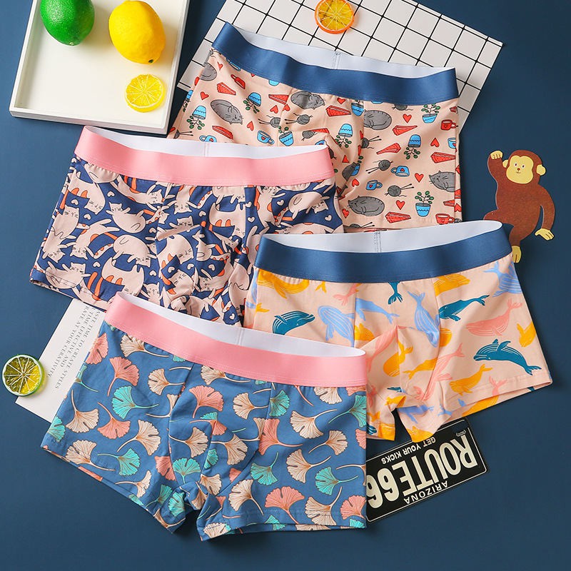 Quần lót boxer vải cotton in họa tiết tùy chọn thời trang cho nam