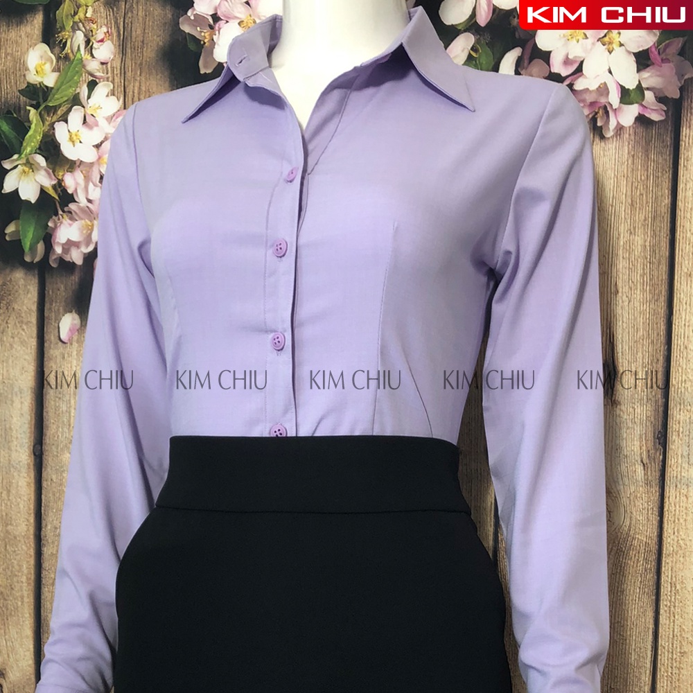 Áo Sơ Mi Nữ Công Sở KIM CHIU Form Mai An Cao Cấp Màu Tím Tay Dài Vải Sợi Tre Siêu Thoáng Đẹp Ít Nhăn Co Giãn Tốt SMTD02