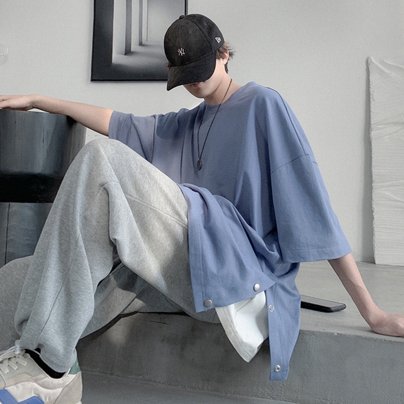 Áo phông Mavota áo thun cotton trơn nam tay lỡ form rộng viền khuy unisex Hàn Quốc ATKB04 | BigBuy360 - bigbuy360.vn