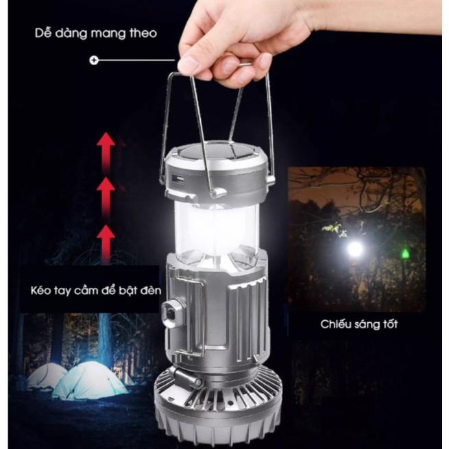 Đèn năng lượng mặt trời kèm quạt tích điện và sạc điện thoại 3in1 tiện lợi đi du lịch dã ngoại