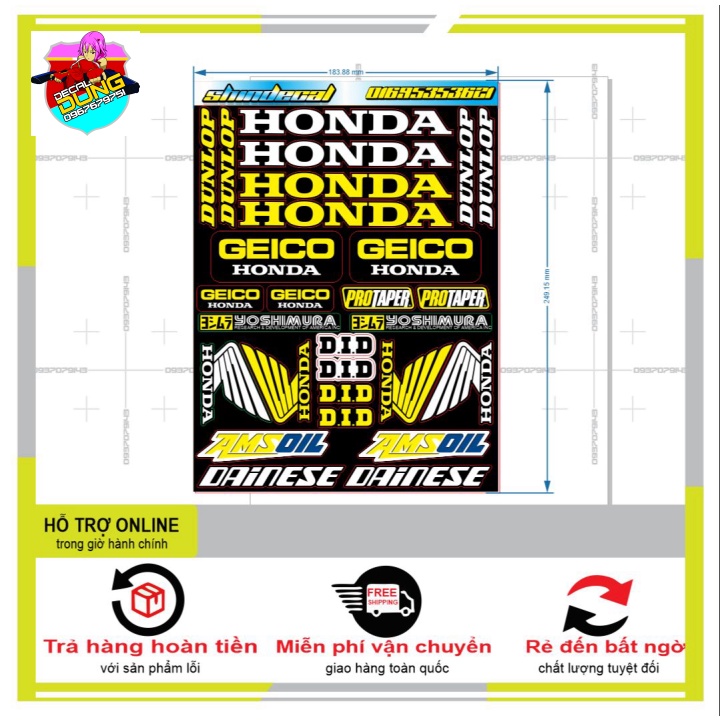 LOGO STICKER CÁNH CHIM TRẮNG VÀNG - DUNG DECAL