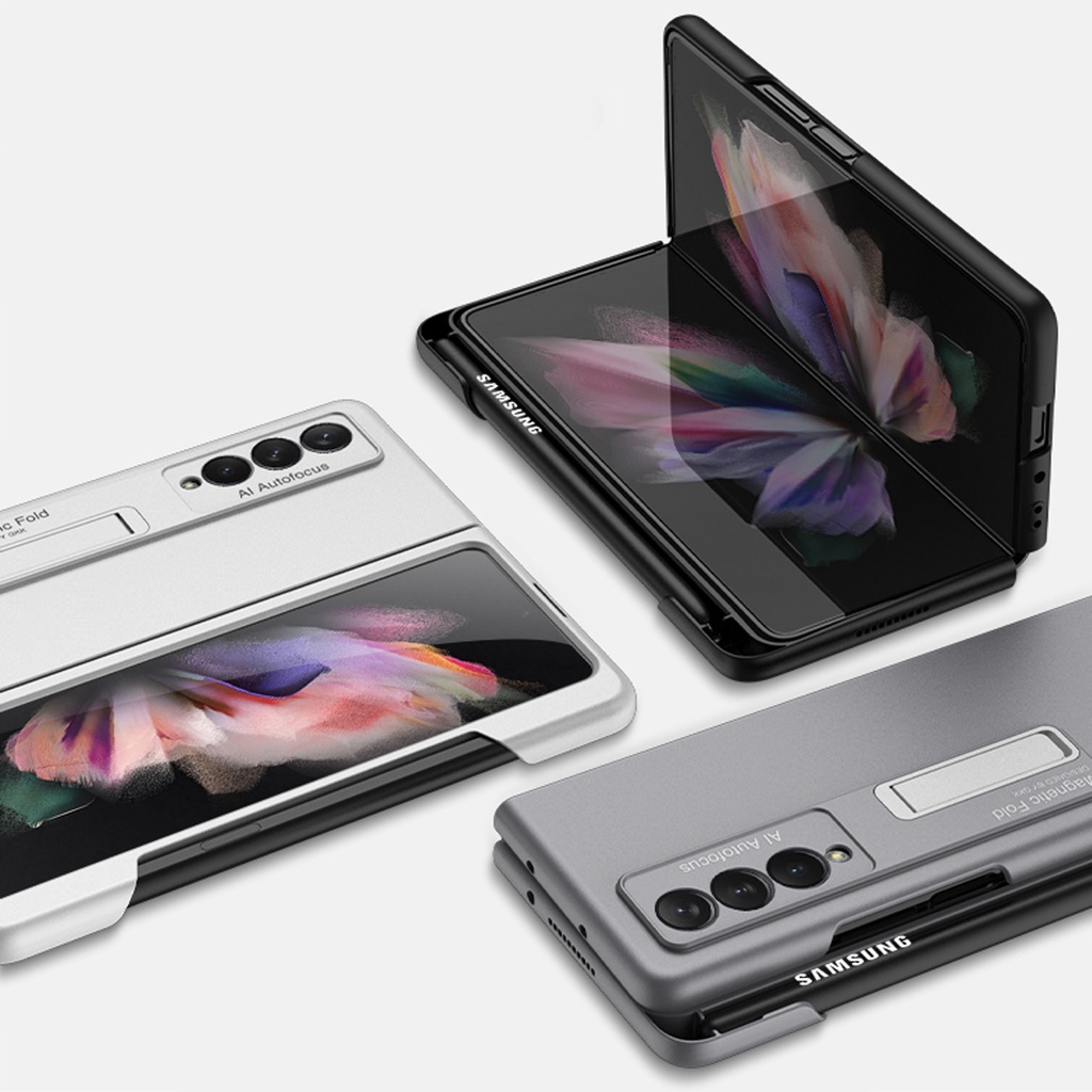 Ốp Điện Thoại Siêu Nhẹ Có Giá Đỡ Kim Loại Từ Tính Cho Samsung Galaxy Z Fold 3 Z Fold3