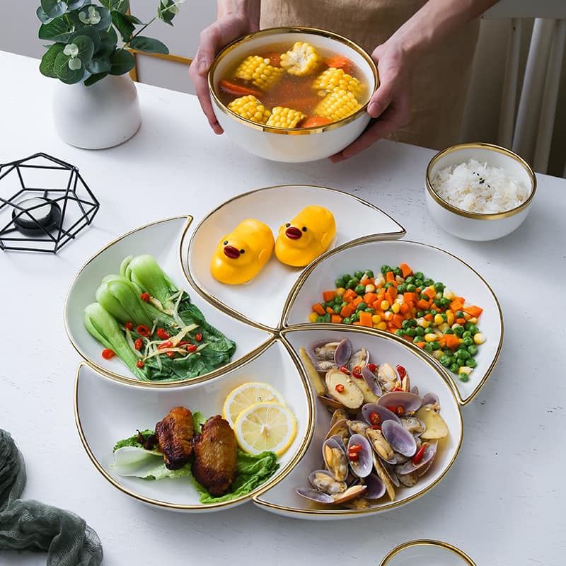 Bộ Bát Đĩa Sứ Bán Nguyệt Cao Cấp 25 Món