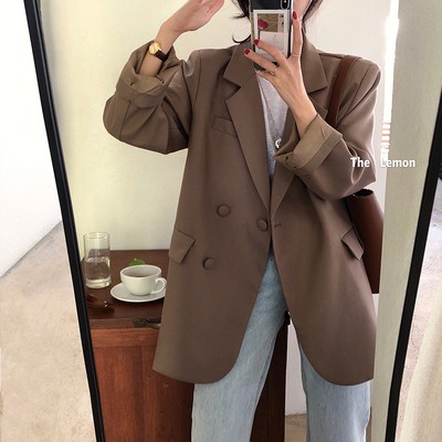 Sẵn Đen-MẢnh thật 6 hình cuối-HC242.Áo blazer oversize kiểu mới phong cách Hàn Quốc
