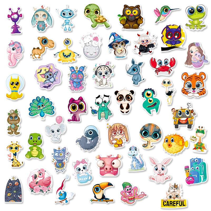 Sticker trang trí sổ SOSAMA set 50 sticker trang trí sổ họa tiết hoạt hình vui nhộn SS-001419