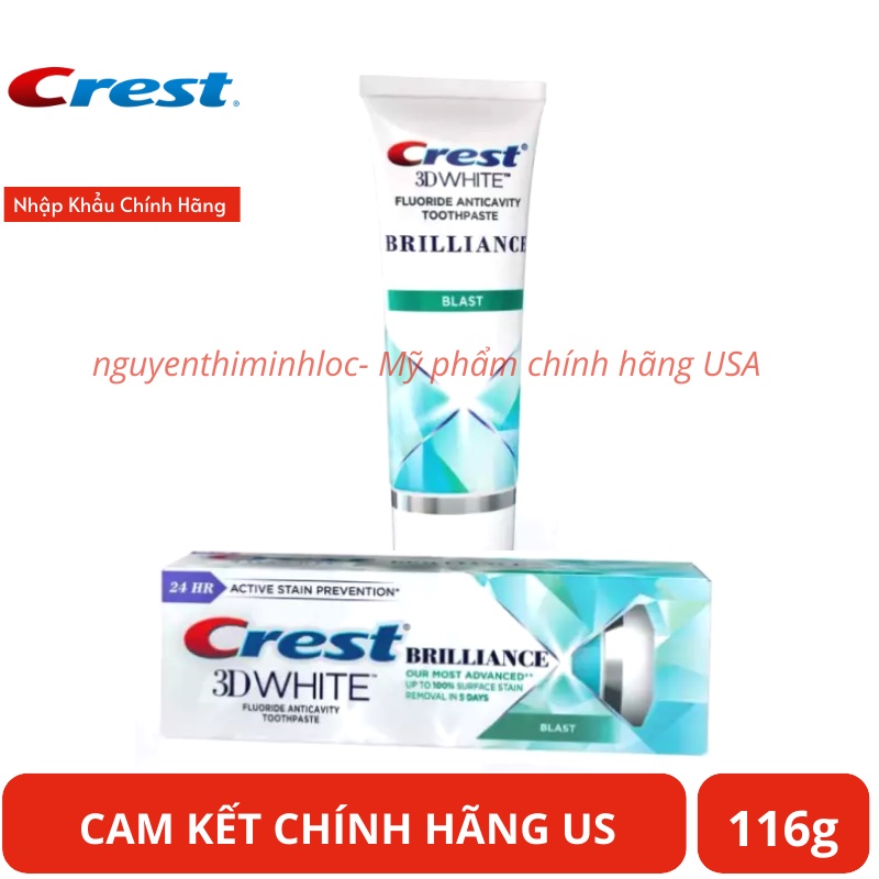 [Hàng Mỹ] Kem Đánh Răng Crest 3D White Brillance (110g)