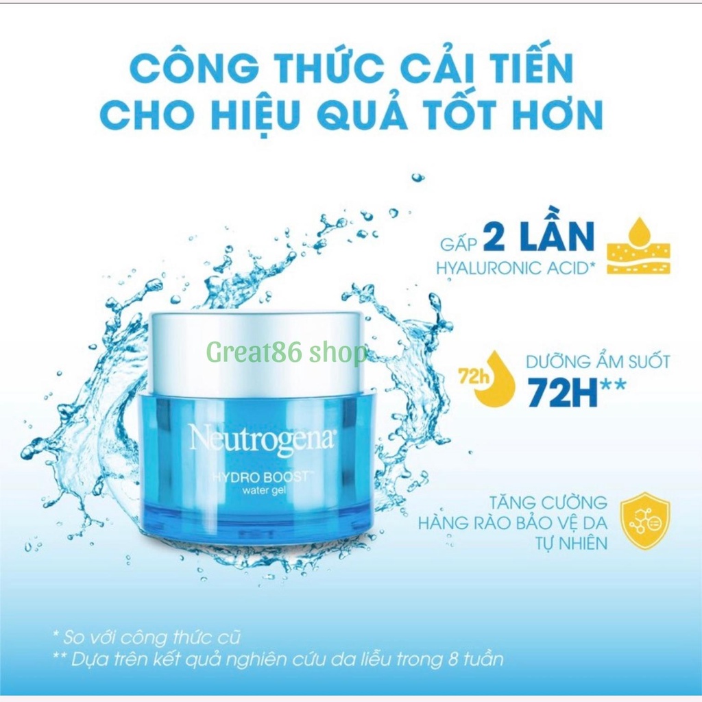 Kem dưỡng ẩm great86 kem dưỡng Neutrogena dưỡng ẩm cấp nước phù hợp mọi loại da 50g Aqua gel Water gel
