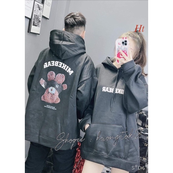 Áo hoodie Gấu MIKE mặc áo đen H2A897