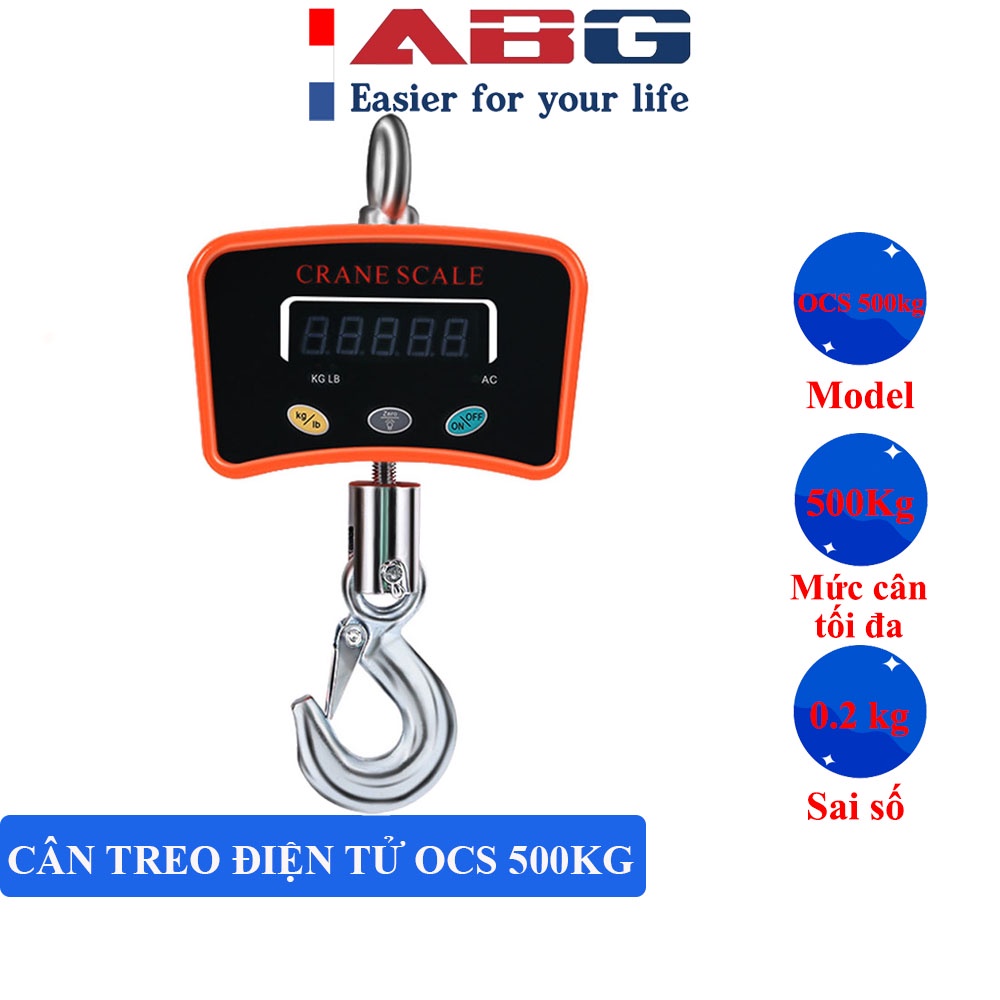 Cân treo điện tử ABG OCS 500Kg thiết bị đạt độ chính xác cao, tốc độ xử lý nhanh thiết kế chống bụi, kiểu dáng