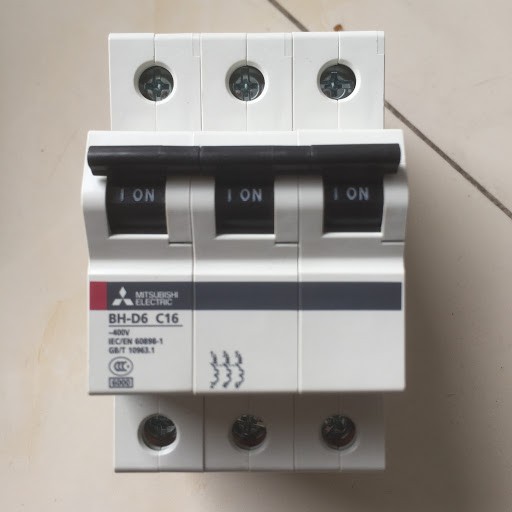 MCB Mitsubishi BH-D6 3P 6kA C N 0.5A, 1A, 1.6A, 2A, 3A, 4A, 6A, 10A, 13A, 16A, 20A, 25A, 32A, 40A, 50A, 63A