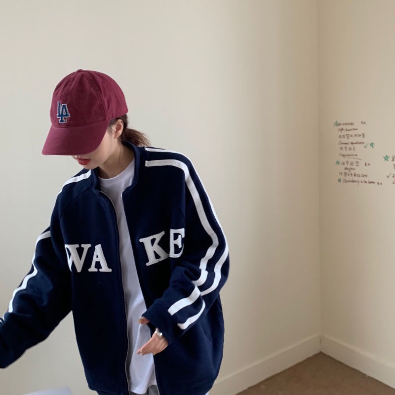Áo Khoác Thể Thao Dáng Rộng In Chữ Đơn Giản Kiểu Hàn Quốc Thời Trang Mùa Thu 2022