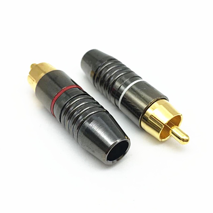 Giắc loa hoa sen đực chính hãng Nakamichi, chân hàn, vỏ nhôm, chân RCA mạ vàng