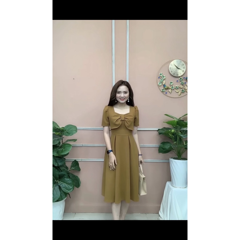 Đầm thiết kế nhẹ nhàng sang trọng, dự tiệc dạo phố đi làm cực xinh chất vải cát Hàn loại 1 v35