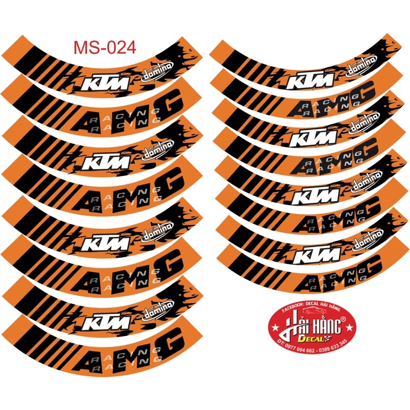 Tem Dán Vành bản to KTM AMG các màu (MS-024) hàng 3 lớp loại đẹp.Decal Hải Hằng.