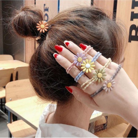 Thun buộc tóc nữ cao su hình hoa cúc daisy Hạ Băng Designs ngọt ngào nhiều màu