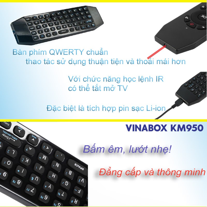 CHUỘT BAY BÀN PHIM KM950V CÓ VOICE - SỬ DỤNG PIN SẠC