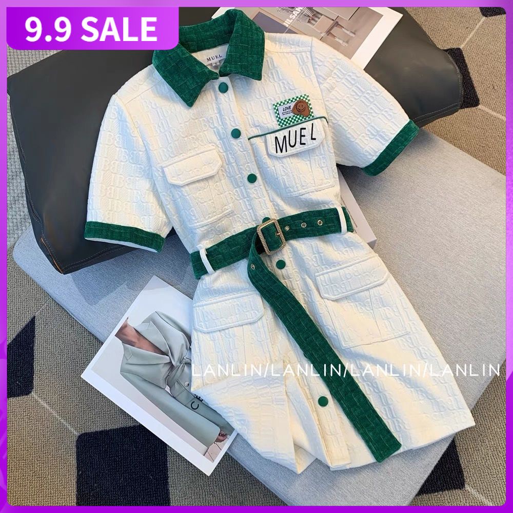 MUEL original ~ White Polo dress Women's dress in Summer 2022 New Minority Design Advanced feeling skirt