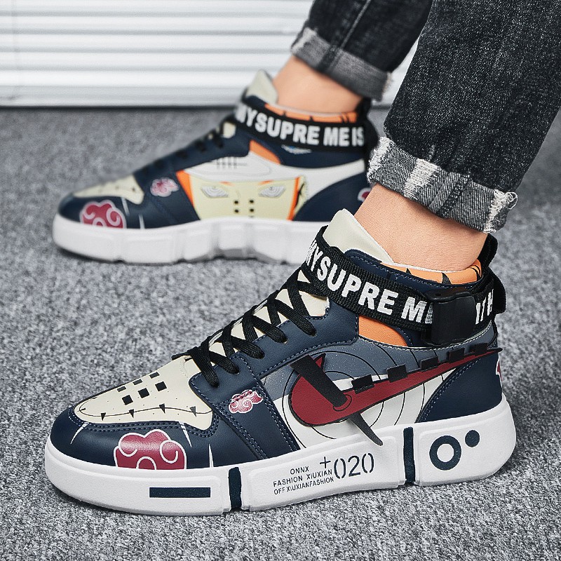 Giày Sneaker Nam Cổ Cao Thoải Mái Trọng Lượng Nhẹ Họa Tiết Akatsuki Naruto Đẹp Trai