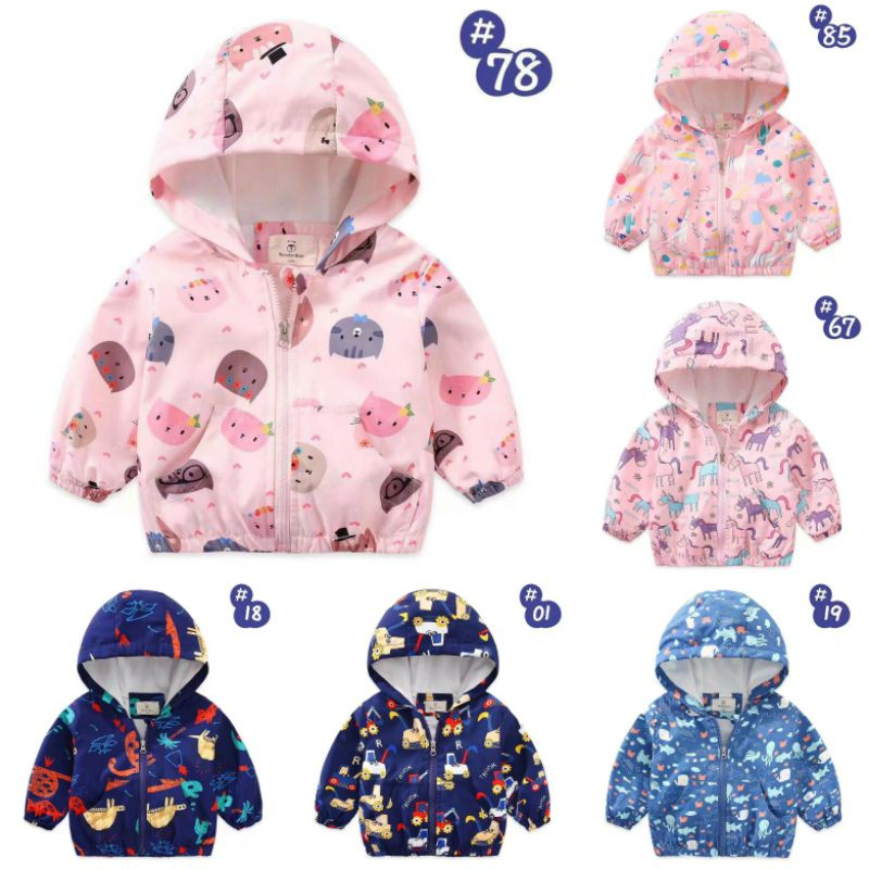 Áo khoác gió bé trai bé gái Ravedye Bear _ Chất chống thấm nước nhẹ kín gió có nón có lót cotton