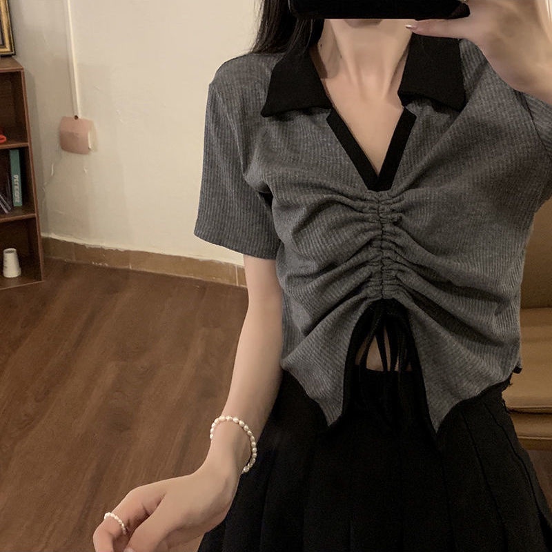 Áo Thun Tay Ngắn Cổ Chữ V Thời Trang Sành Điệu Cho Nữ