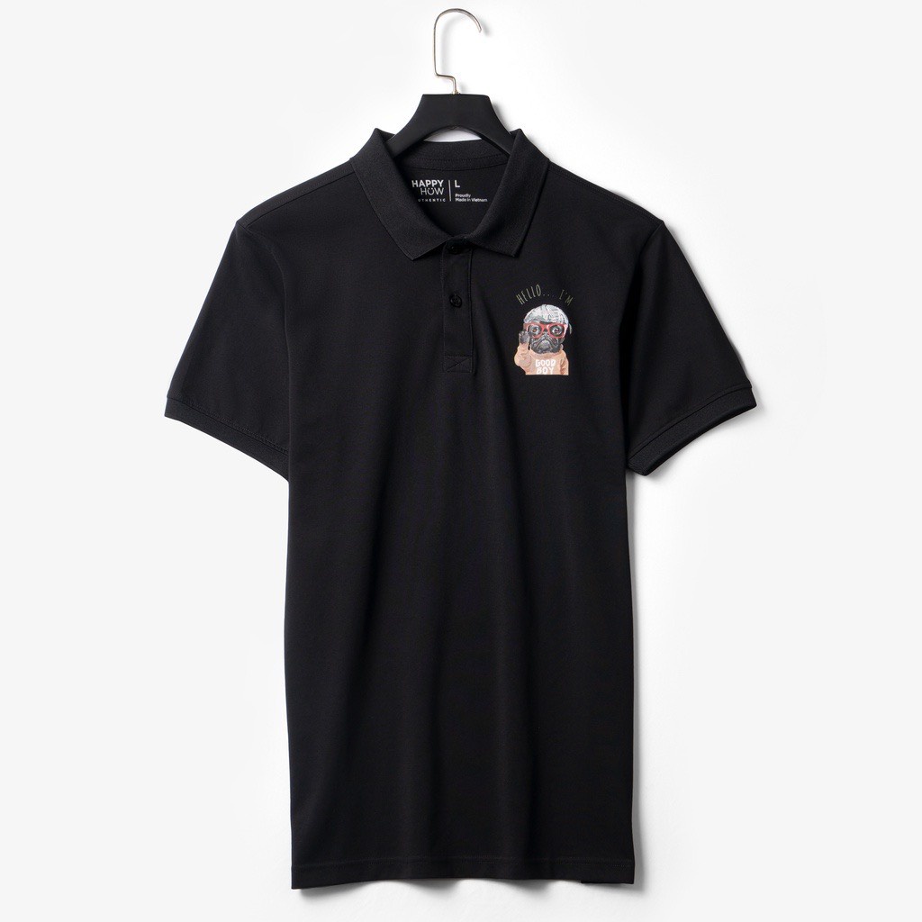 Áo thun nam cổ bẻ  Polo nam Gobo happyhow cộc tay vải cotton phong cách trẻ trung