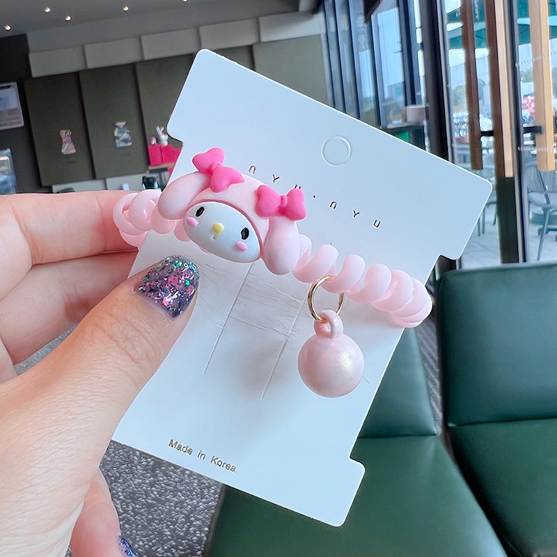 Dây Buộc Tóc Cao Su Co Giãn Hình Điện Thoại Hello Kitty Phong Cách Nhật Bản