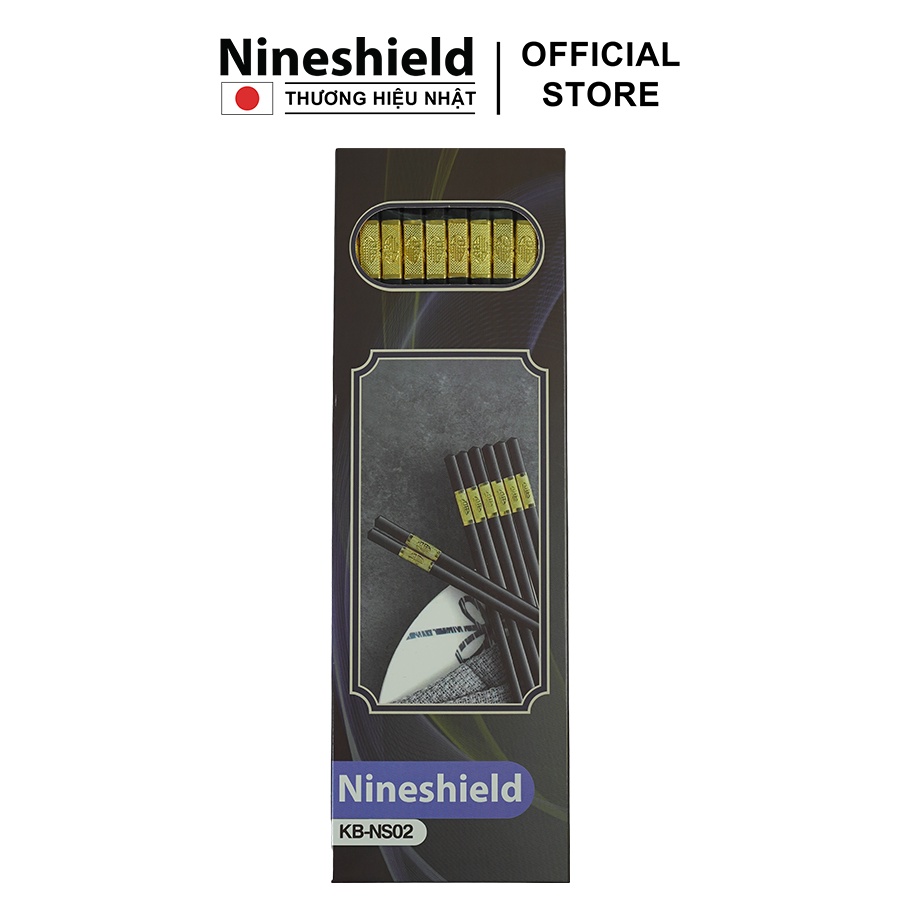 Hộp 10 đôi đũa mạ vàng Nineshield NS02 [Mã BMLTB200 giảm đến 100K đơn 499K]