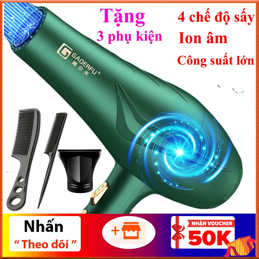 Máy sấy tóc Gaoerfu công suất mạnh ion âm bảo vệ tóc, có 4 chế độ sấy, điều chỉnh nhiệt độ, ánh sáng xanh