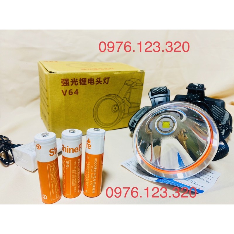 Đèn Pin Đội Đầu Siêu Sáng V64 800W Chip P90 Pin rời