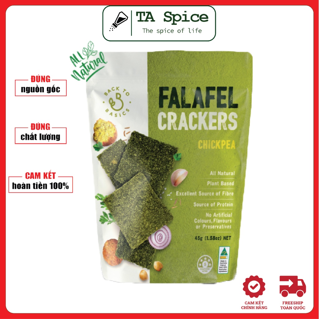 Bánh thực dưỡng vị Đậu gà Falafel ép giòn Back to Basics 45gr - Thuần chay - Veggie Crackers