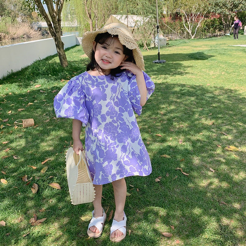 Đầm Công Chúa Mùa Hè Tay Phồng Bằng Cotton Phong Cách Phương Tây Thời Trang Mới Cho Bé Gái