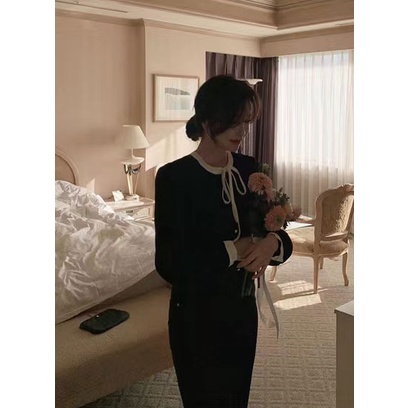 Áo Sơ Mi Tay Dài Buộc Dây Màu Đen Thanh Lịch Dành Cho Nữ 49305