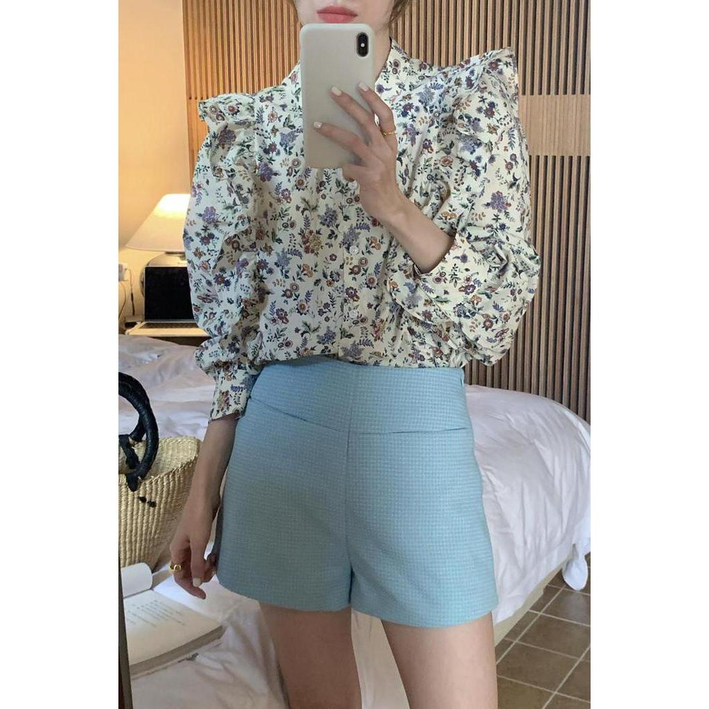 Áo Sơ Mi Hoa Cổ Tròn Dài Tay Dáng Rộng Thời Trang Sành Điệu 61488