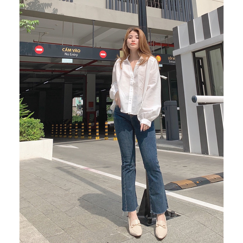Áo kiểu tay dài nút đôi cổ xẻ CLOVER SHIRT