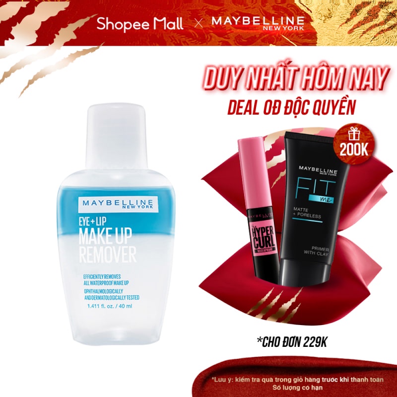 Nước Tẩy Trang Mắt và Môi Chuyên Dụng 2 lớp Maybelline New York Eye &amp; Lip Makeup Remover 40ml