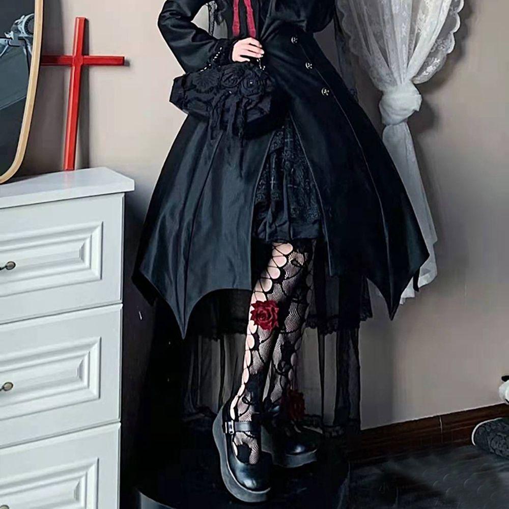 Tất Lưới Đen Co Giãn In Họa Tiết Hoa Lolita 1 Cho Nữ