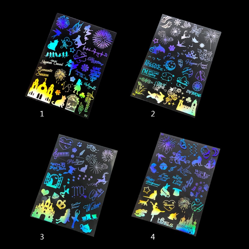 Set 1 Tờ 4 Miếng Dán Bằng Nhựa PVC Dùng Làm Trang Sức DIY