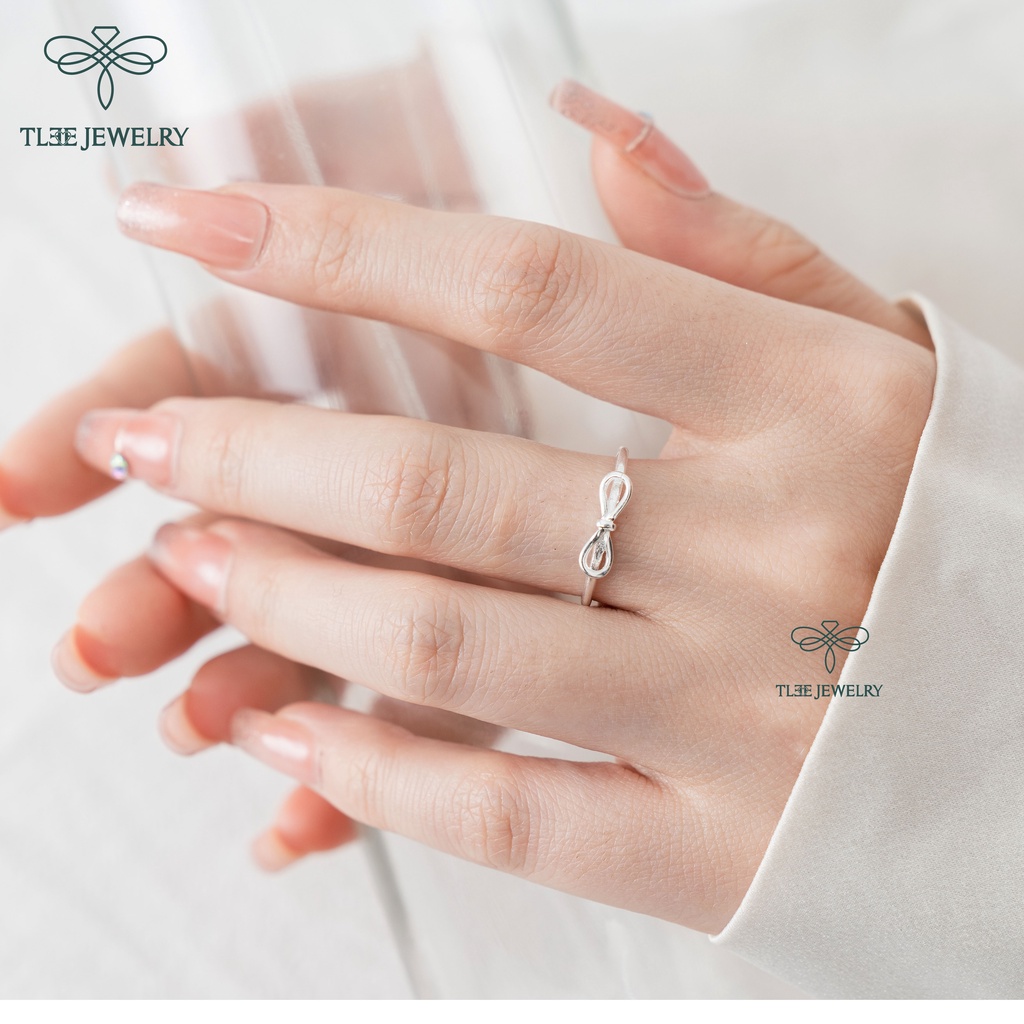 Nhẫn bạc nữ TLEE nơ thắt trơn freesize nữ tính TleeJewelry A0217