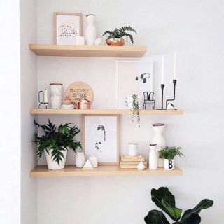 Kệ gỗ trang trí treo tường 3 thanh 50cm màu gỗ