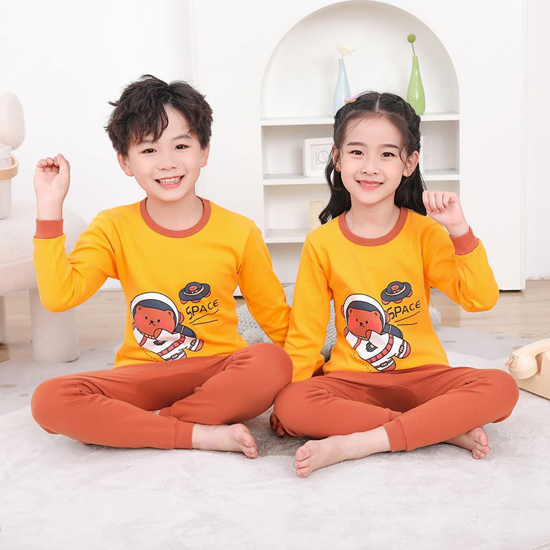 Set Đồ Mặc Ở Nhà Tay Dài Giữ Nhiệt Mùa Thu Cho Bé Trai Bé Gái 100-160cm