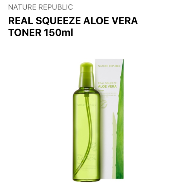 [🇰🇷]NƯỚC HOA HỒNG NATURE REPUBLIC -REAL SQUEEZE ALOE VERA TONER 150ml