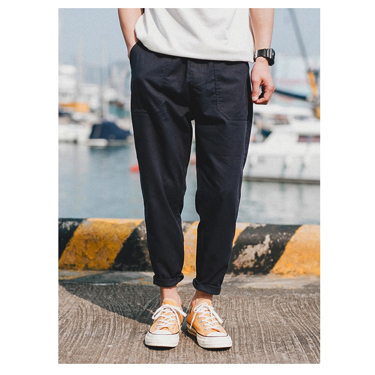 Quần Baggy Kaki Nam Nữ Ống Suông Unisex Vải Dày Chất Co Giãn